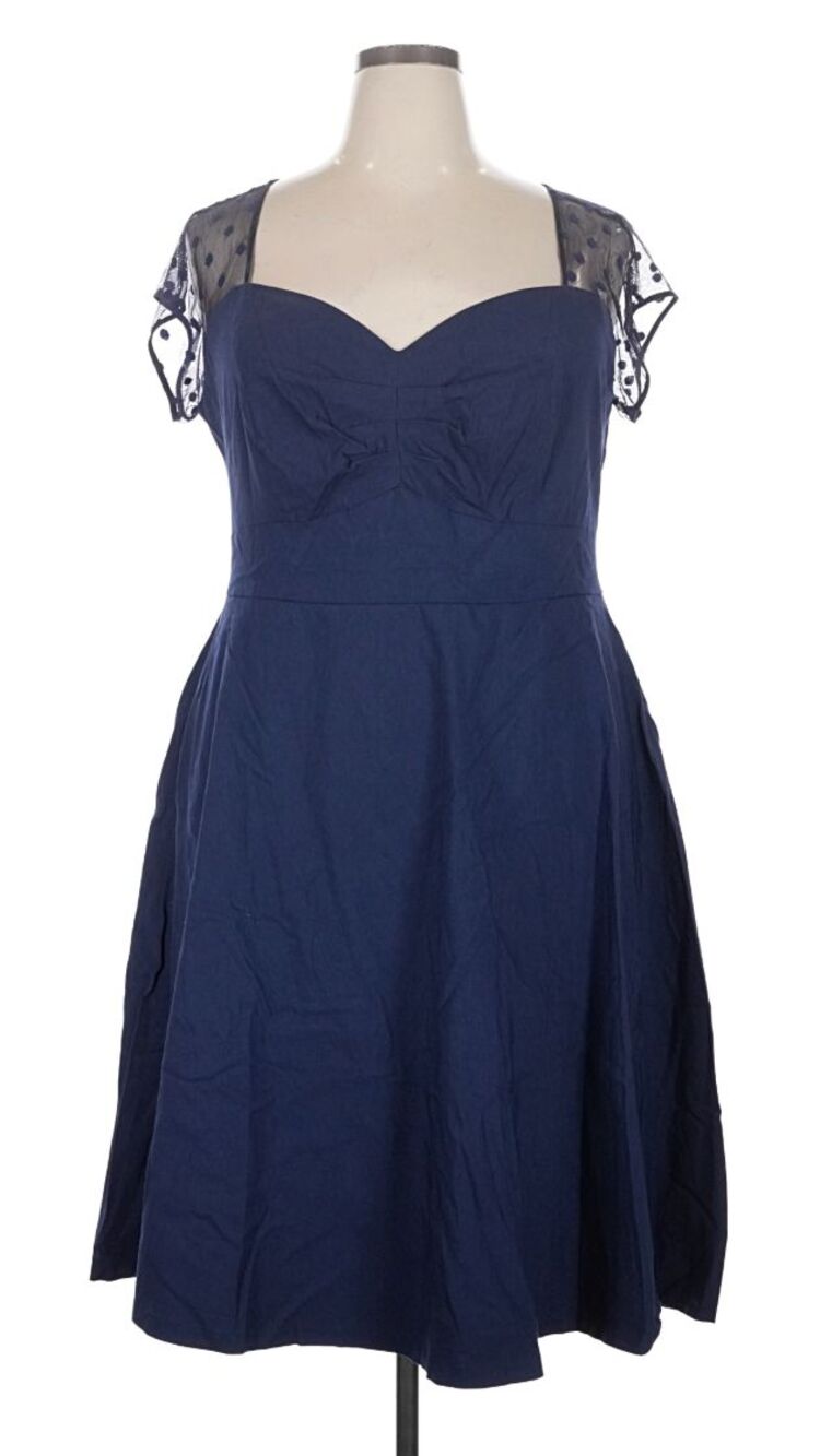 Torrid Mesh Neck A Line Navy Blue Holiday Party Cocktail Dress Plus Women 20